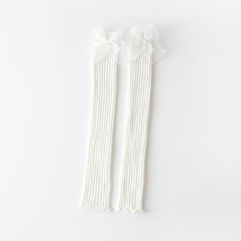 Female Bow Knot Pile Socks Autumn And Winter Soft Girl Calf Cover