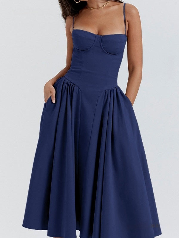 Elegant French-style Vintage Slim-fit Slip Dress For Women