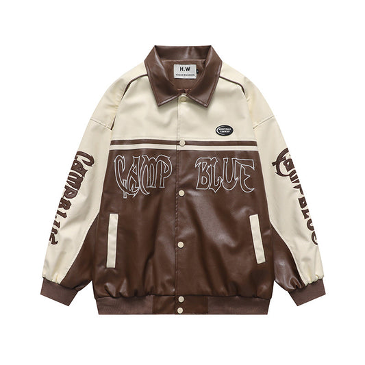 American Retro Alphabet Embroidered Lapel Baseball Uniform