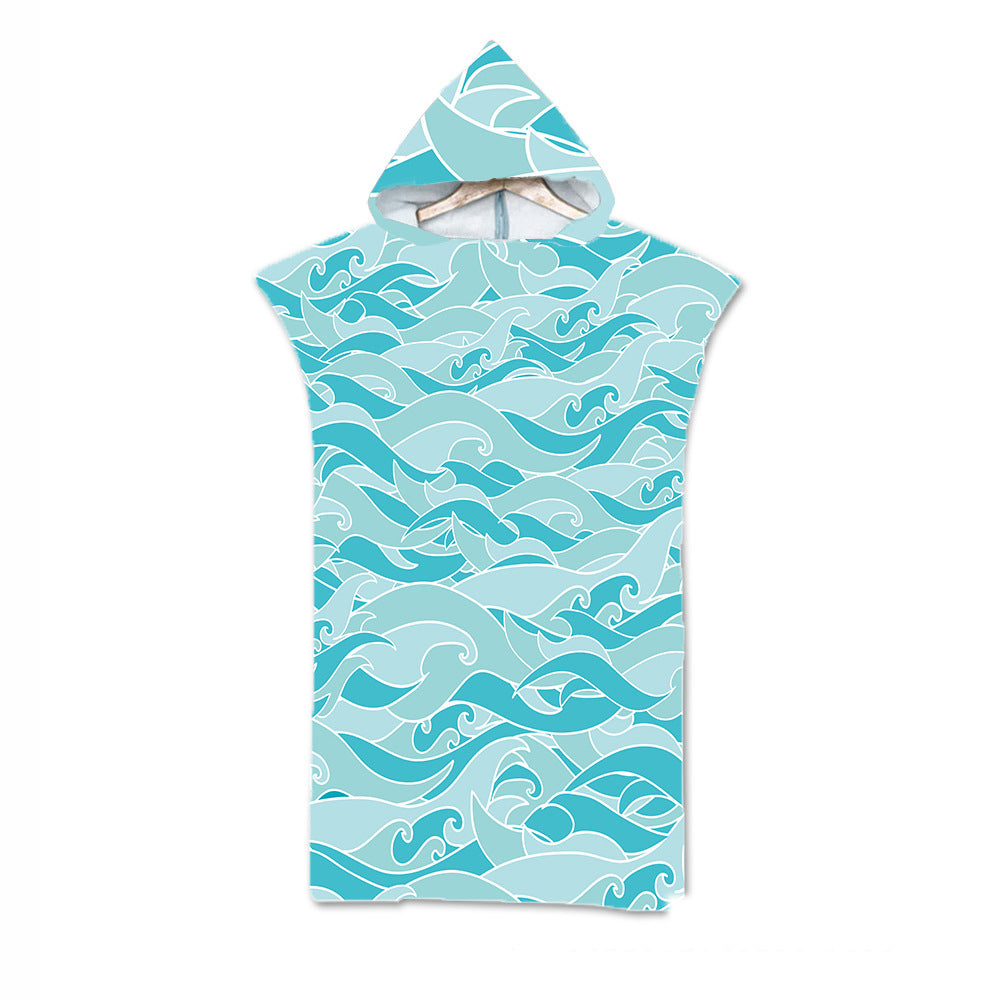 Print Hooded Beach Towel Cape Superfine Fiber