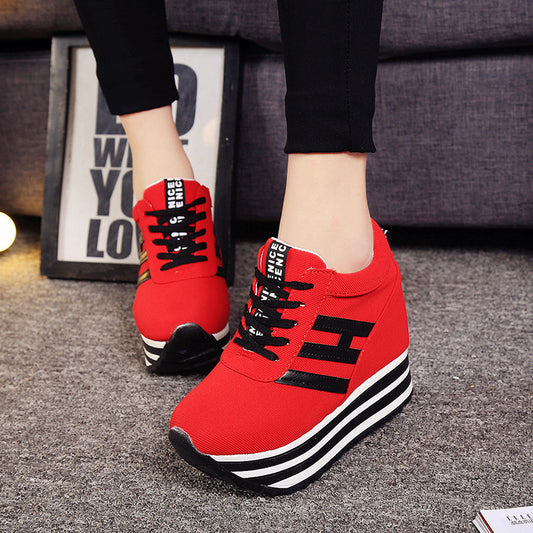 Women's Casual Shoes With Increased Height In Frosted Suede