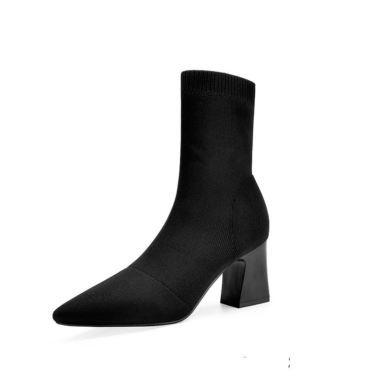 Winter Socks Boots High Heel Women's Shoes