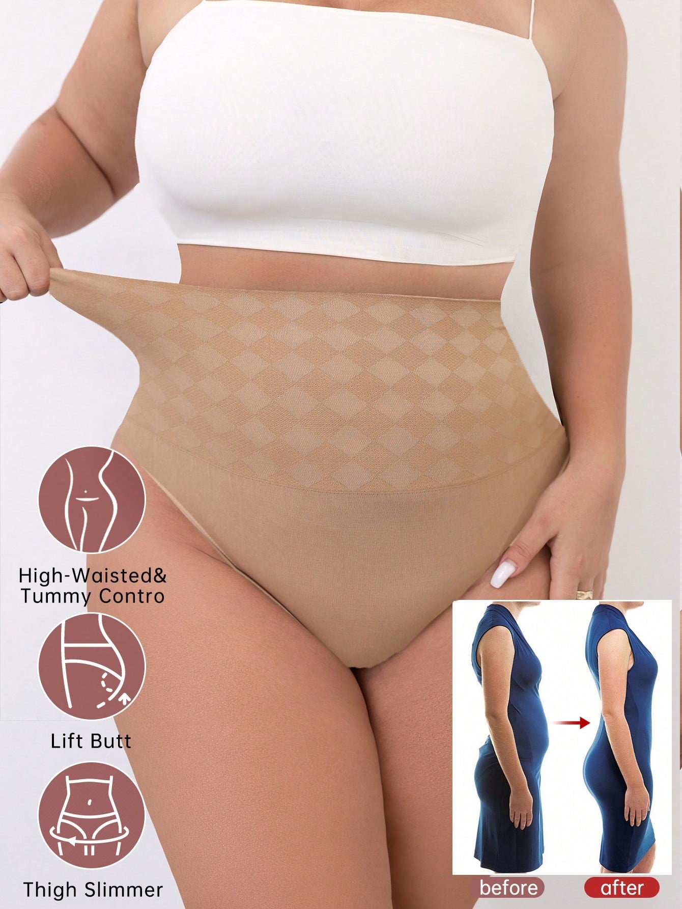 Women's Firm Control High-Waisted Shapewear - Butt Lifter & Thigh Slimmer Briefs