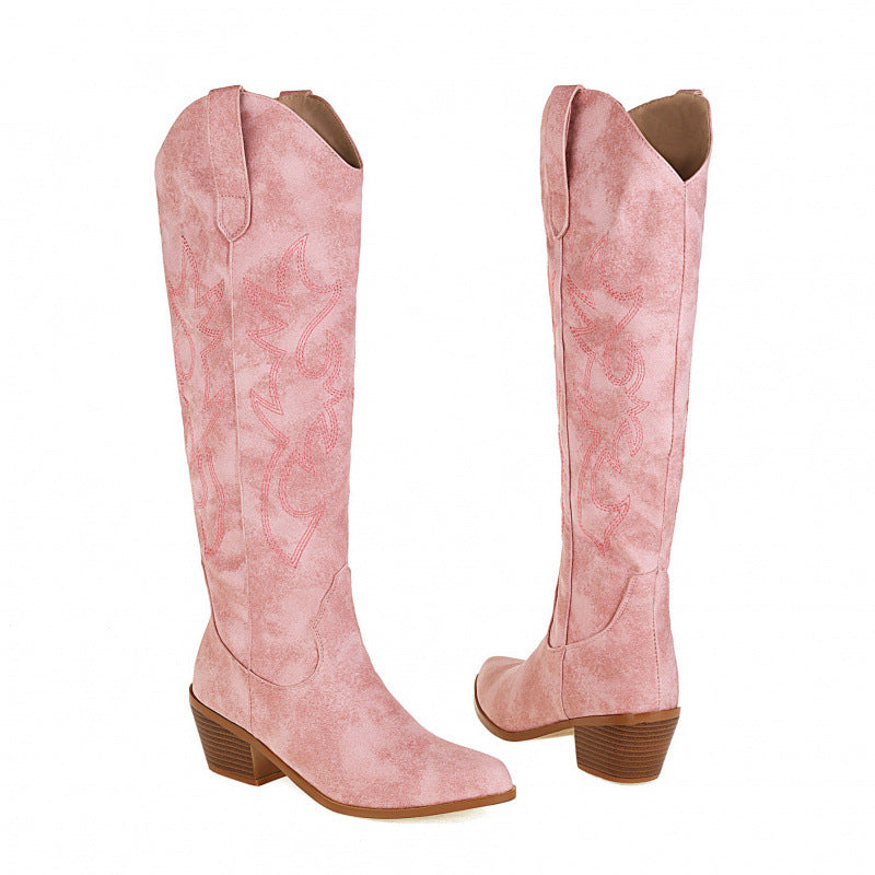 Western Cowboy Embroidered High-Heel Boots