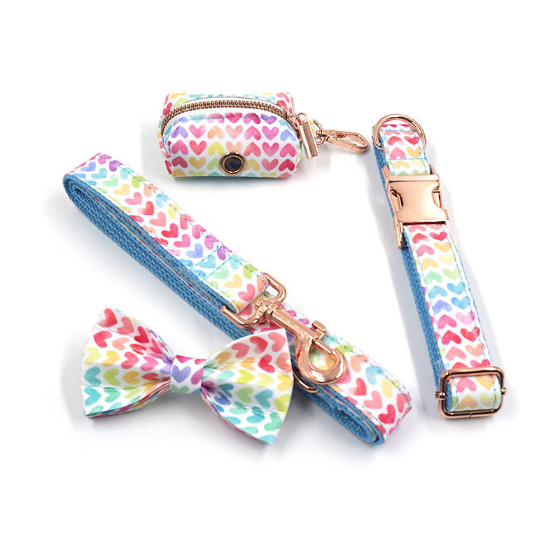 Pet Collar Leash Bow Trash Bag Set