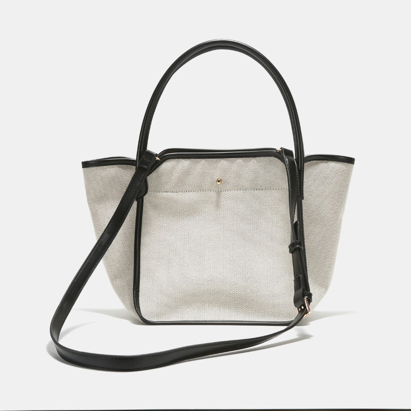 Canvas Leather Patchwork Bag Two Color One Shoulder Messenger Handbag