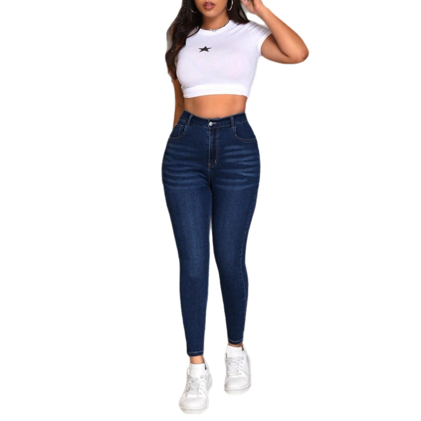 Wide-hip Narrow-leg Pants In A Crisp White Wash Form-fitting