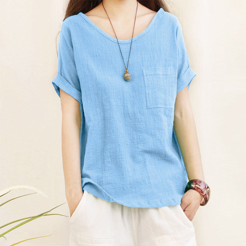 Casual Literary Style Korean Version Short Sleeve
