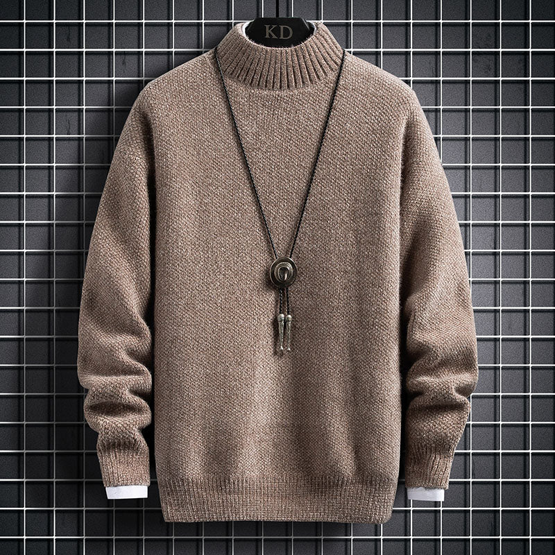 Vinter Plus Fleece Tyknet Studerende Mellemhøj Krave Varm Underdel Sweater