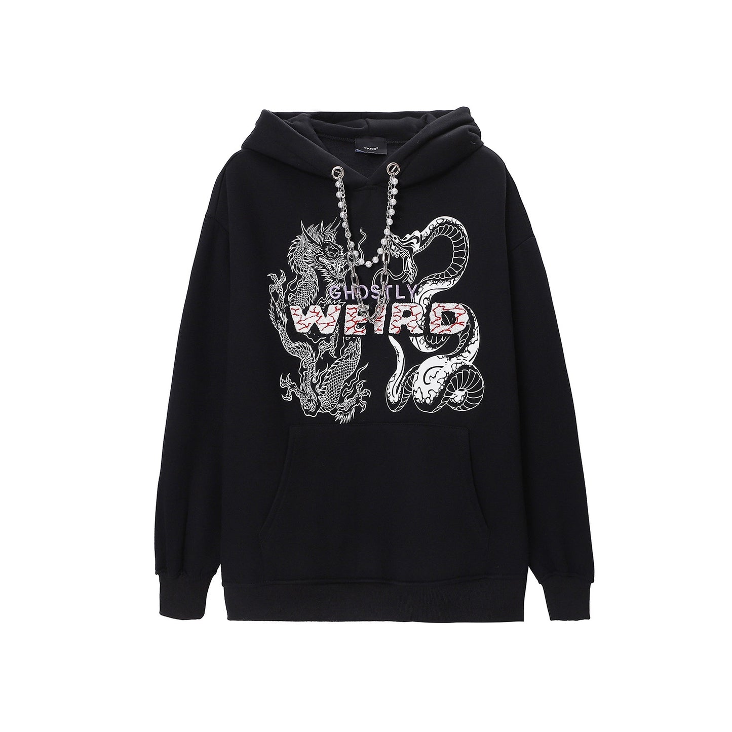 Hip Hop Dragon Fleece Hoodie Necklace Sweater