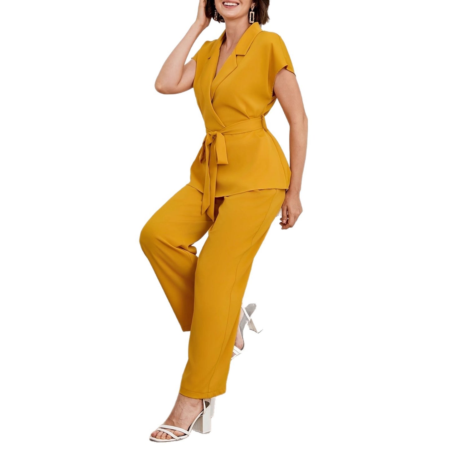 Women's Fashionable Elegant And Graceful Solid-Color Blazer Suit With Batwing Sleeves