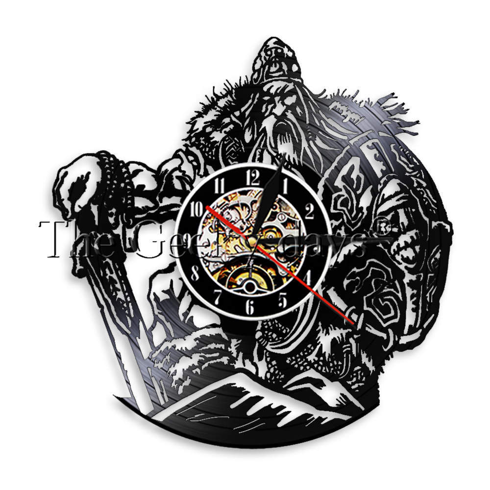 Ancient Text Charm Warrior Vinyl Record Clock Wall Clock