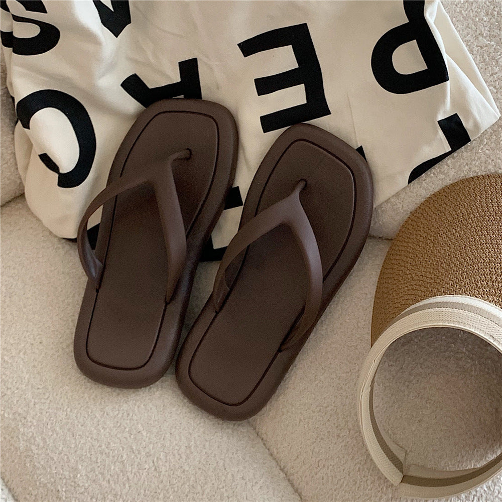 Ensfarvede flip-flops til kvinder med blød sål