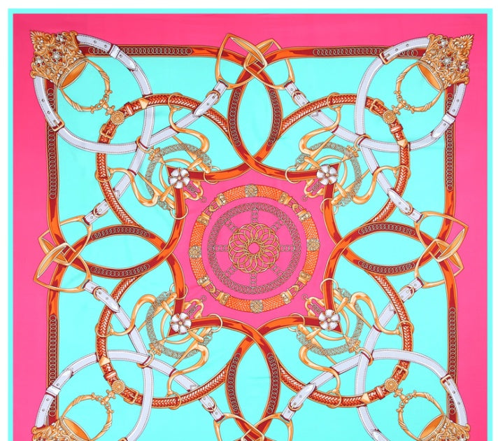 Scarf Twill Silk Shawl Large Square  Sunscreen 130cm Flower And Bird Jungle