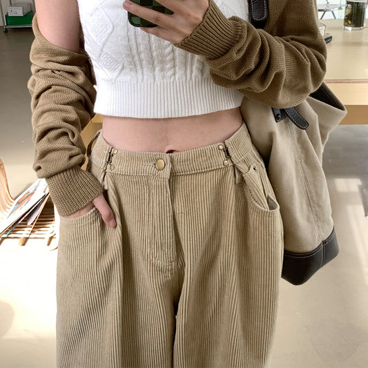Chenille Corduroy Wide Leg Pants For Women