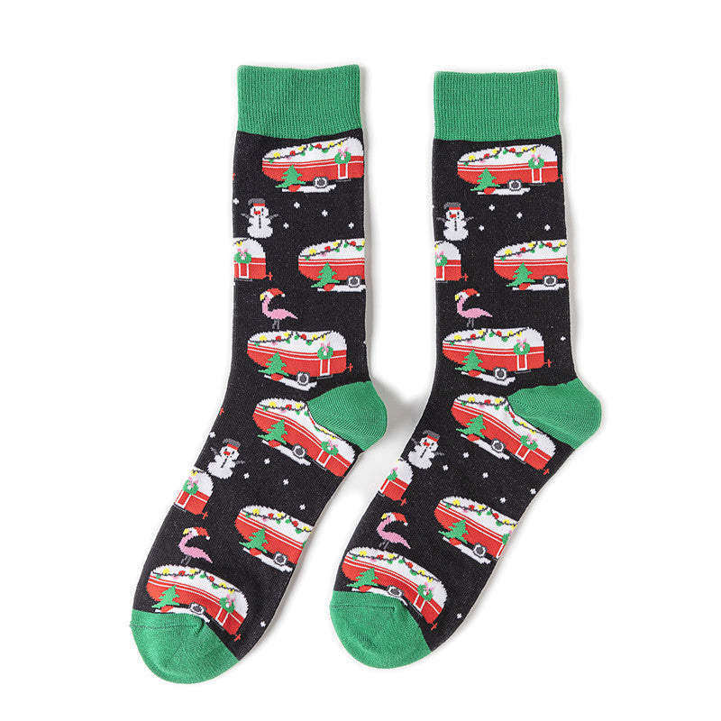Cotton Cartoon Men's Personalized Christmas Mid-calf Socks