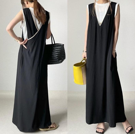 Summer Korean Style V-neck Sleeveless Dress