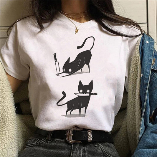 Ny Top Sød Tegneserieprintet Casual T-shirt