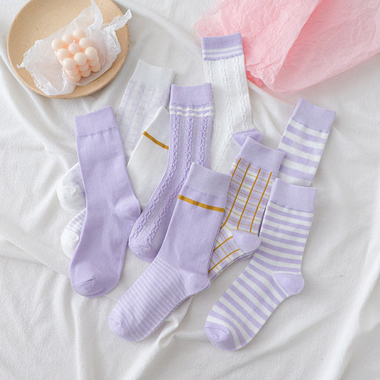 Purple-toned Womens Mid-calf Socks A Lightweight