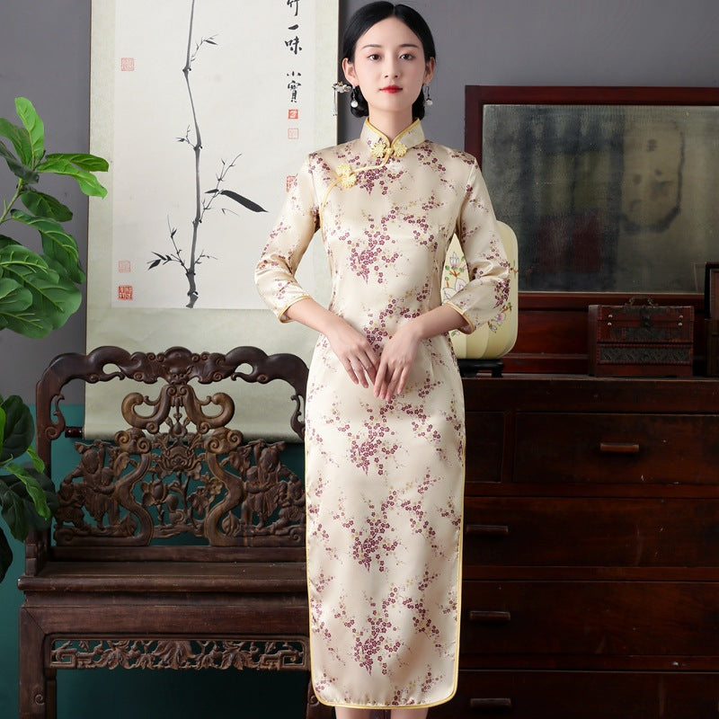 Retro Long Cap Sleeve Performance Dress For Summer