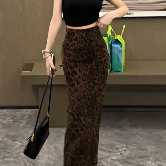 Sexy, Chic Leopard-print Skirt For Womenautumnwinter Style