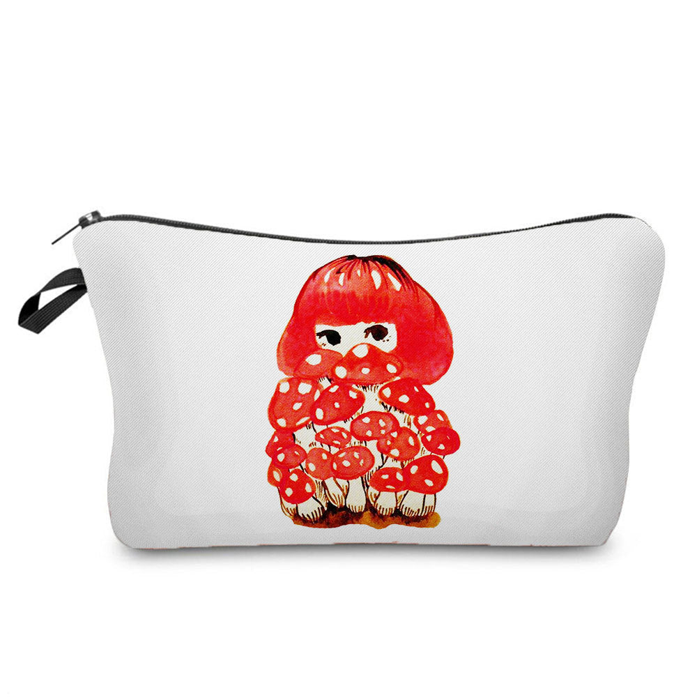 Cartoon Mushroom Dumpling Type Printed Makeup Bag