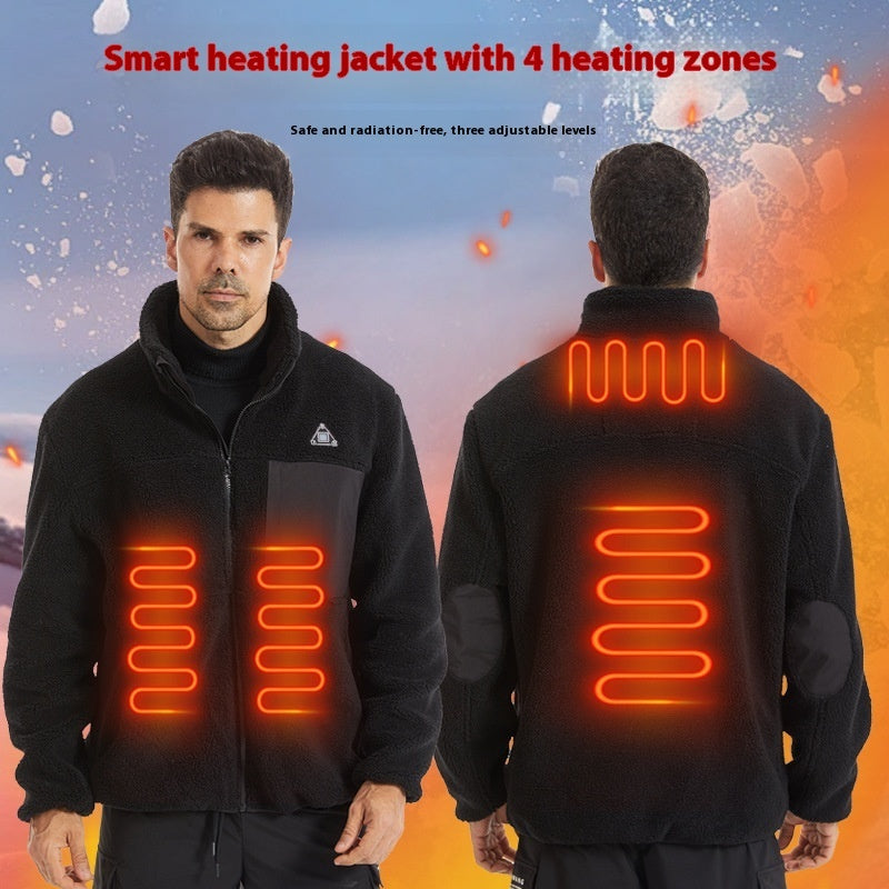 Smart varmejakke Tre-kontrol Fire-zone elektrisk opvarmning Varm jakke