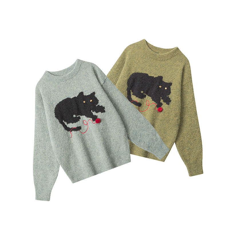 Cat Sweater Women's Autumn And Winter Lazy Leisure Pullover Knitted