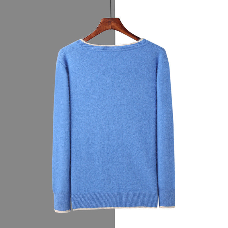 Herre Pullover V-hals Løs Farve Matchende Plus Size Termo Sweater