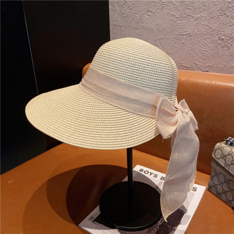 Women's Straw Large Brim Lace-Up Hat