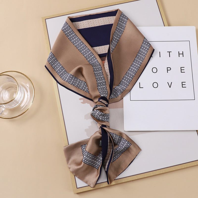 Small Silk Scarf Thin And Long Hair Binding Double Layer