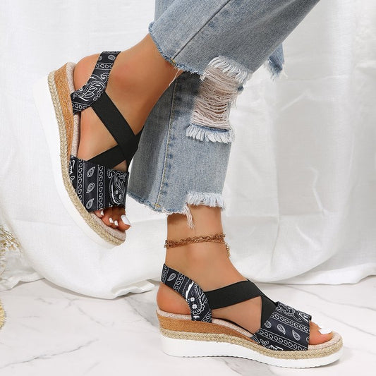 New Large Size Wedge Sandals Women's Fashion Snake Pattern