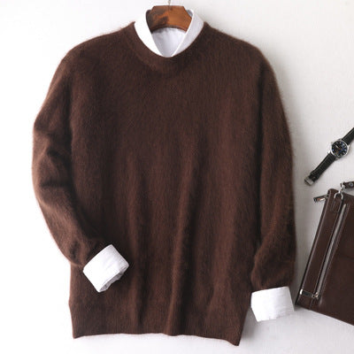Autumn And Winter New Cashmere Men's Round Neck Loose Thick Mink Sweater