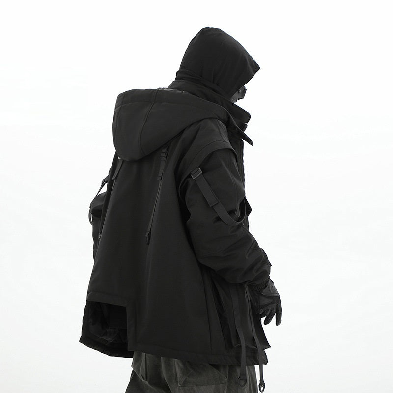 Winter New Functional Fan Moving Ribbon Hooded Cotton Jacket Men