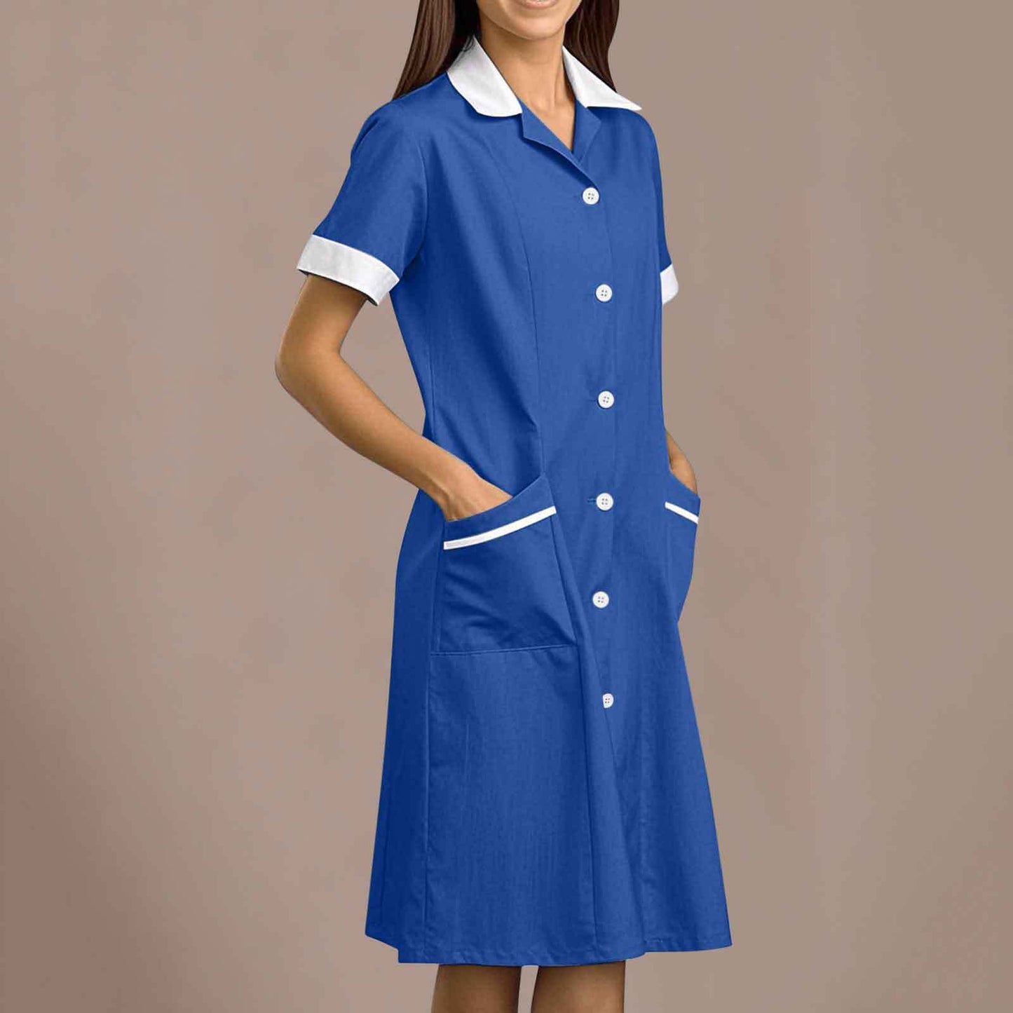 Beauty Dress With A Lapel Collar And Patch Pockets