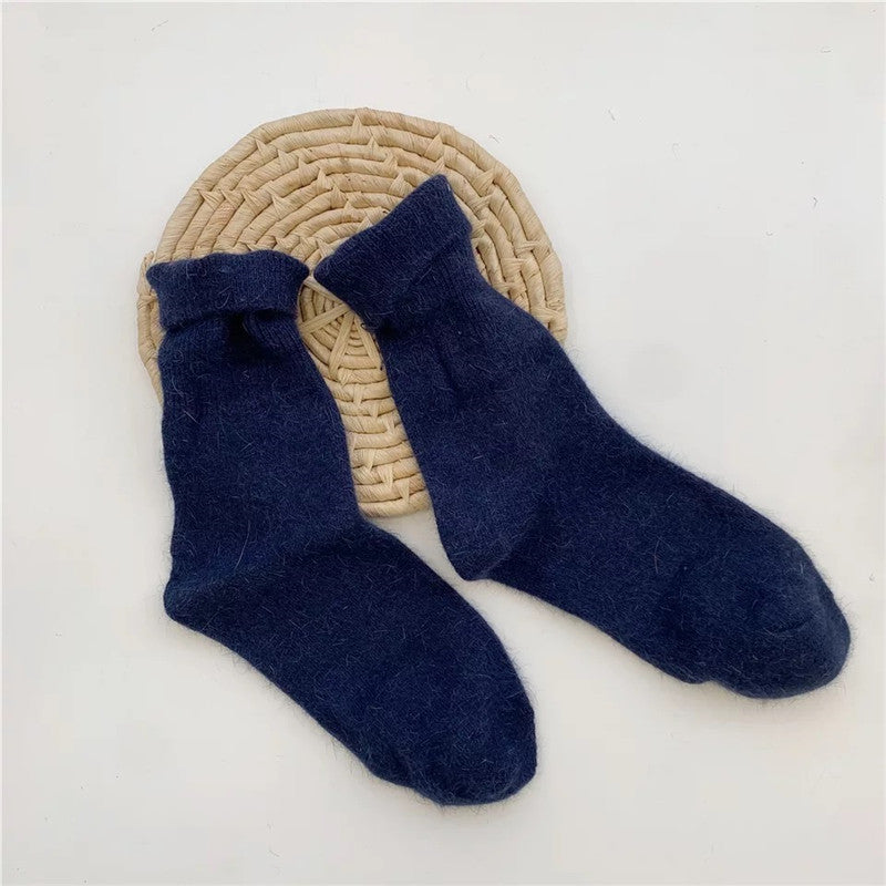Japanese Winter Solid Color Thickened Warm Rabbit Wool Socks