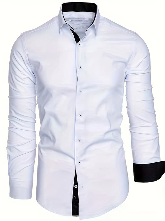 Cool And Casual Long-sleeved Shirt In Contrasting Colors For A Teenage Man