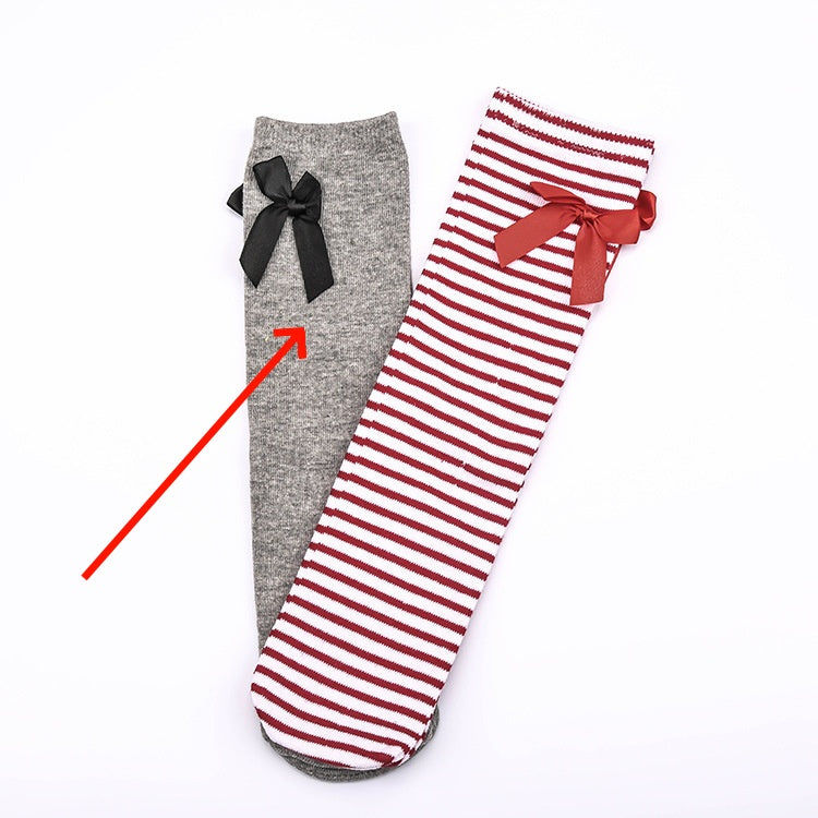 Girls' Pure Cotton Mid Tube Bow Princess Socks