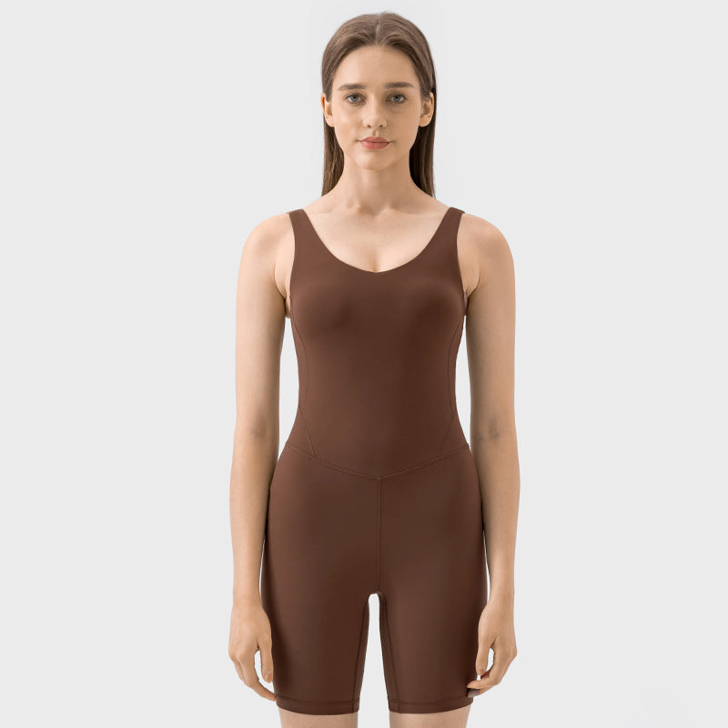 Women's Pure Color All-matching Casual Belly Contracting And Hip Lifting Jumpsuit