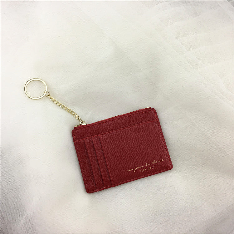 Small And Ultra-thin Document Bag Retro Zipper Simple Card Holder