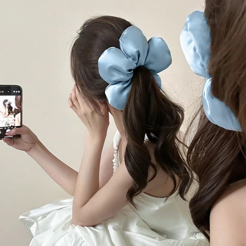 Sponge Flower Pillow Satin Large Intestine Headband