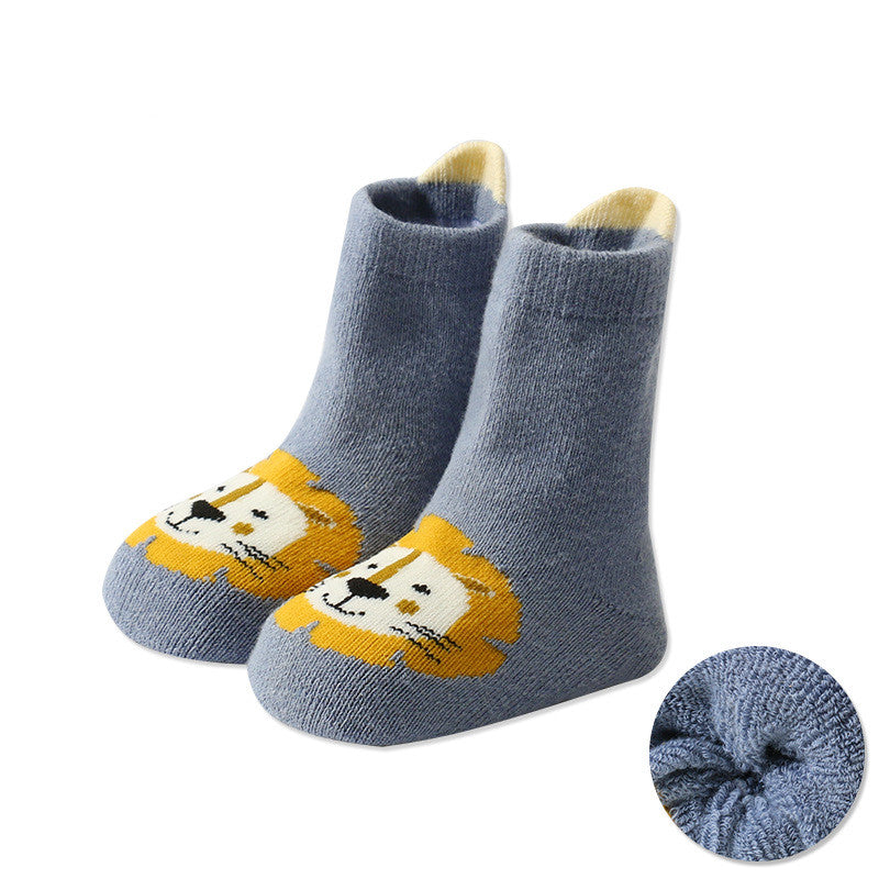 Children's Cartoon Dispensing Warm Terry Socks With Large Heel