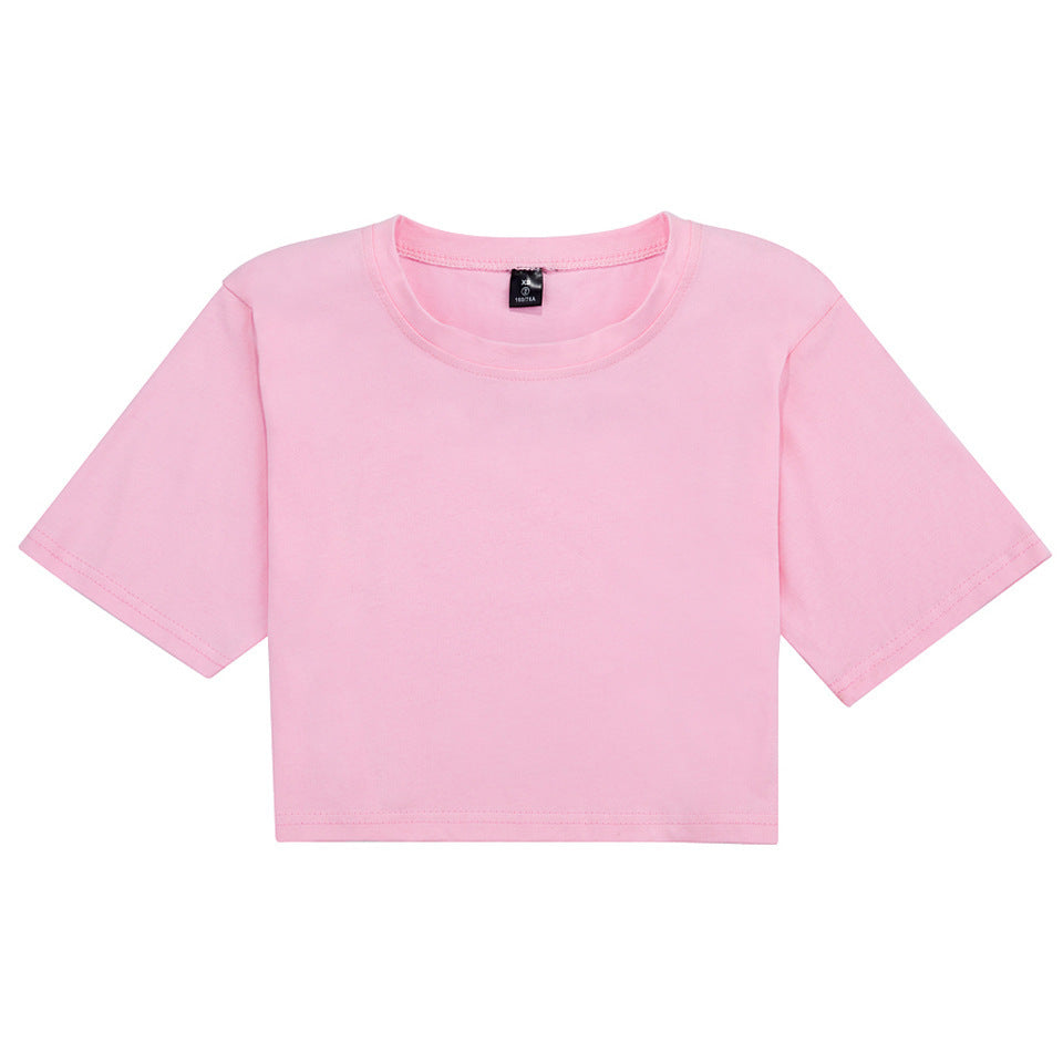 Solid Color Revealing T-shirt Female Dance Practice Dance Culture