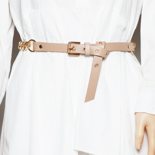 Belt Thin Chain Metal Buckle Design Belt