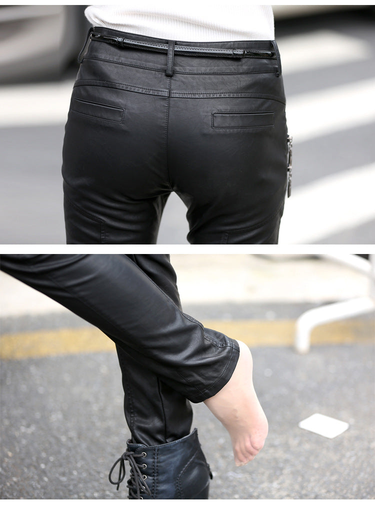 Women's Slim Versatile And Stylish Leather Trousers