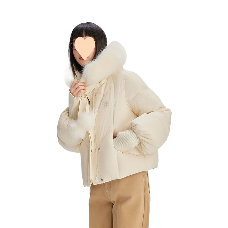 Sweet Down Light Luxury Short Type Hooded Jacket