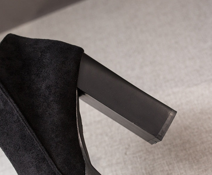 Women's Velvet Warm Leather Boots High Heel