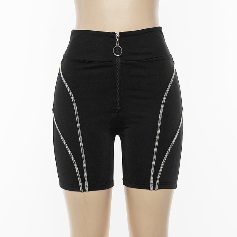 Reflekterende bogstavprint sports fitness fem-punkts bukser