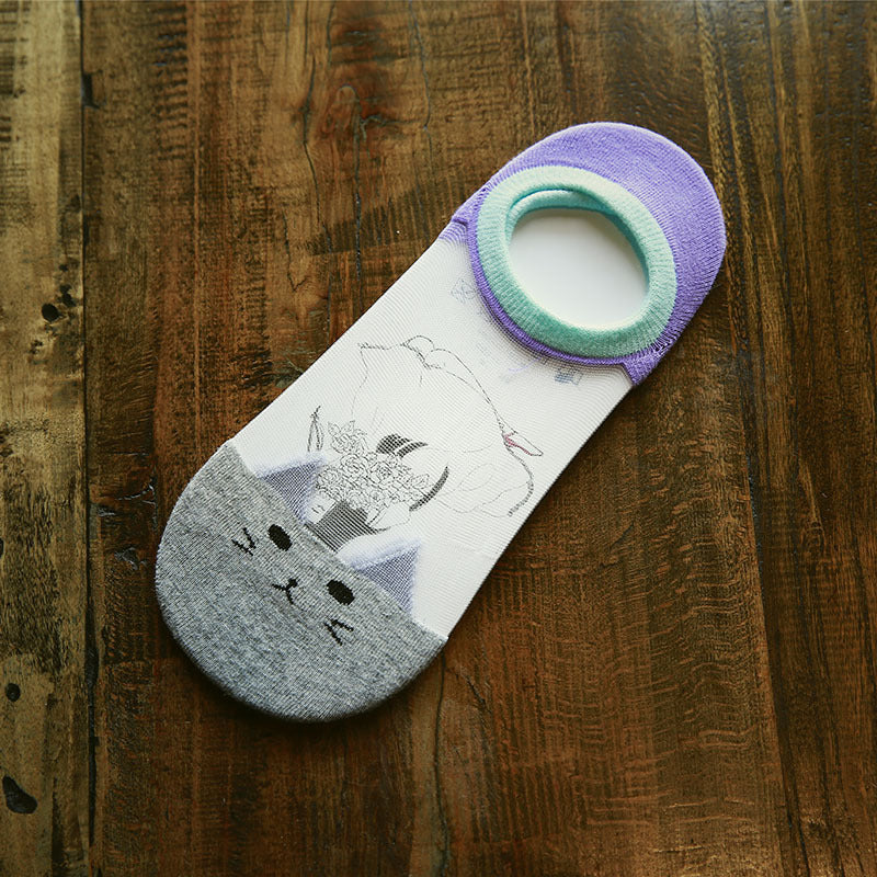 Creative Cute Cat Glass Silk Invisible Socks