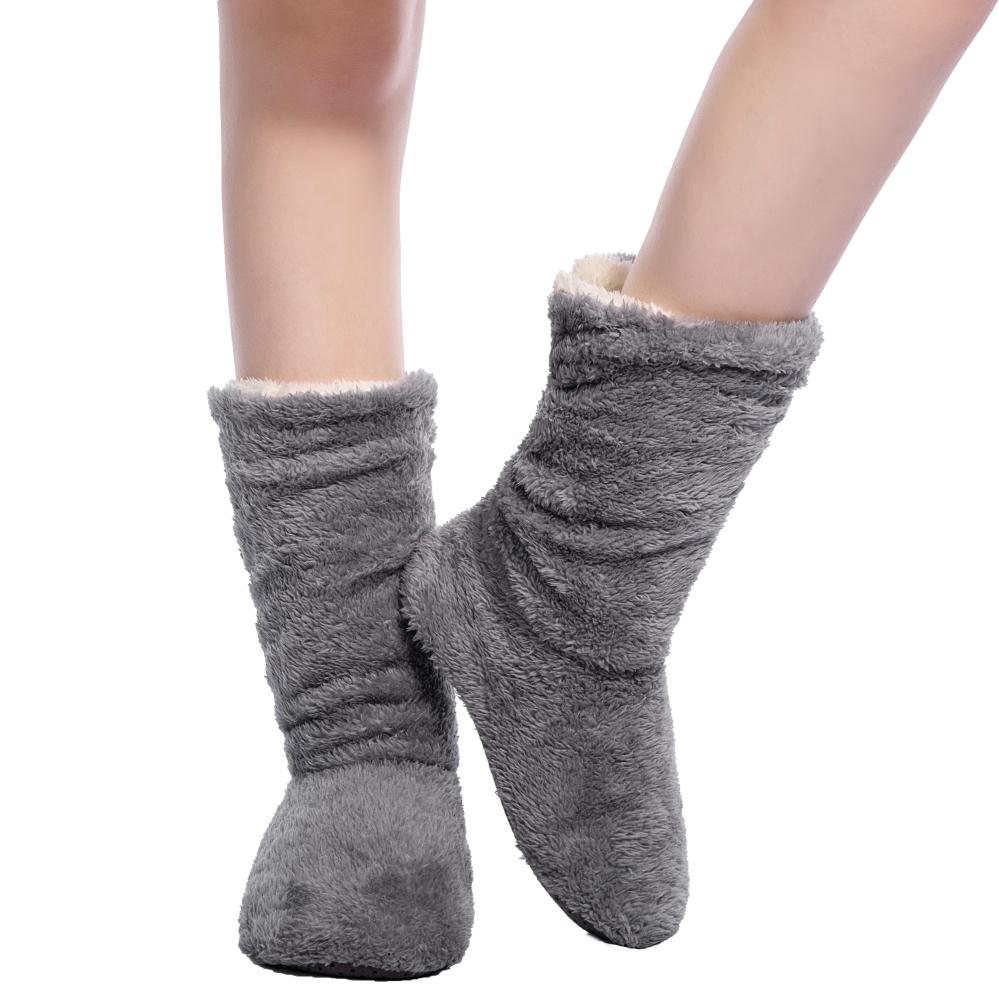 Dropshipping & Wholesale Women Plush Home shoe Coral Fleece Indoor Floor Sock Winter Foot Warmer Soft bottom slippers